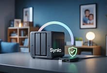 Synology NAS automatically backing up files to an external USB drive for family data protection