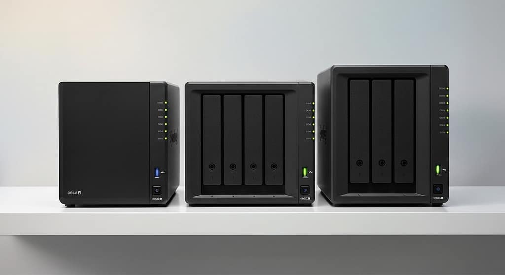 Three Synology NAS models side by side DS224+ DS423+ DS923+ to Synology NAS Google Photos migration