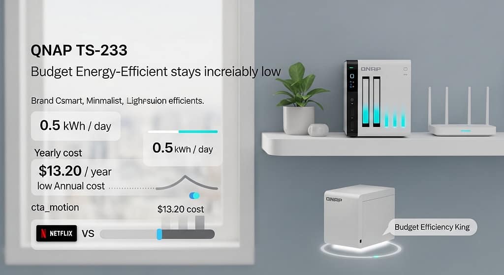 QNAP TS-233 budget energy-efficient NAS with low 10 watt idle power draw